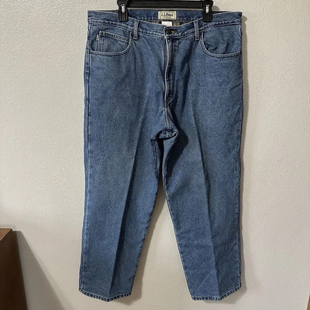 LL Bean Jeans 40x30 Double L Relaxed‎ Fit Flannel Lined Cotton Cold Weather Work